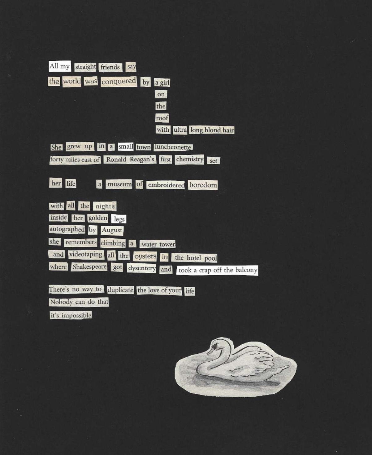 Black and white collage poem